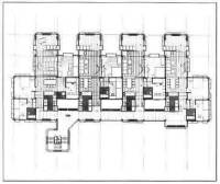 Precast, prestressed concrete frame structure with concrete shear walls 