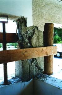 Gravity designed reinforced concrete frame buildings with unreinforced masonry infill walls.