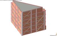 Reinforced concrete frame structure with diagonal bracings and brick infill walls