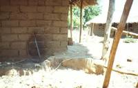 Unburnt brick wall building with pitched roof (nyumba ya zidina )