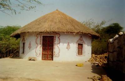 Traditional rural house in Kutch region of India (bhonga)